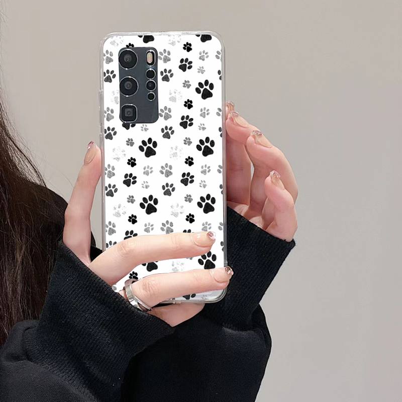 

Чехол для телефона с мультяшными собачьими следами для Huawei Mate P10 P20 P30 P40 P50 Smart Z Honor 50 60 70 Pro Lite, прозрачный чехол Huawei Honor50Pro