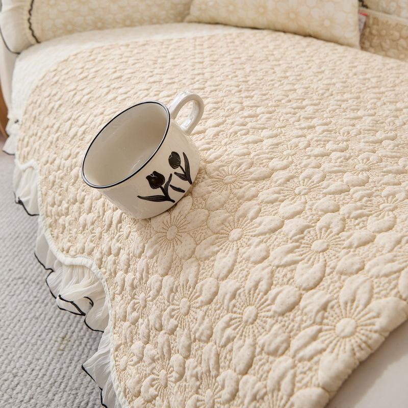 Cream Wind Sofa Cushion Universal In All Seasons  New Pure Cotton Summer Seat Cushion Sub-Cover Cloth Towel Fixed Non-Slip Cover