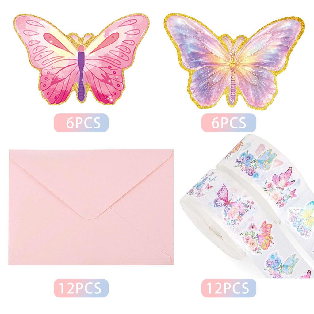 Pink Butterfly Birthday Party Supplies: Disposable Plates, Cups, Tablecloth, Banners, and Balloons for Girls