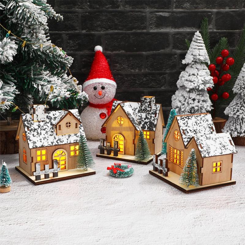 Led Wooden Christmas Decor Itemations House Village Unfinished Xmas Snow House Diy Wood Chalet Tree Ornaments Nativity Table Ornament