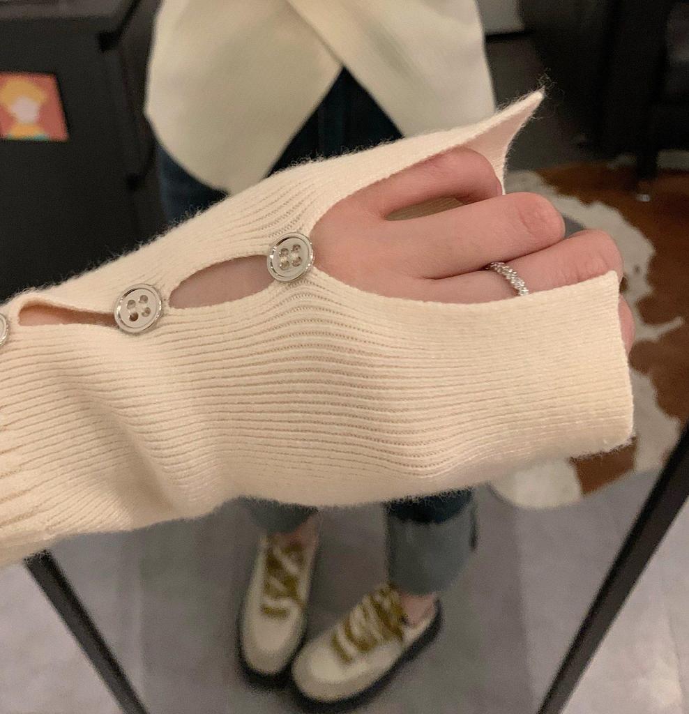 2025 Apricot Ribbed V-Neck Cinched-Waist Sweater - Women's Slimming Knitwear for Spring, Autumn, and Winter