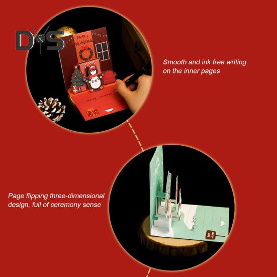 Julhälsningskort 3D Pop Up Julhälsningskort Jultomte gratulationskort med kuvert Nyårspresent till familjens vänner