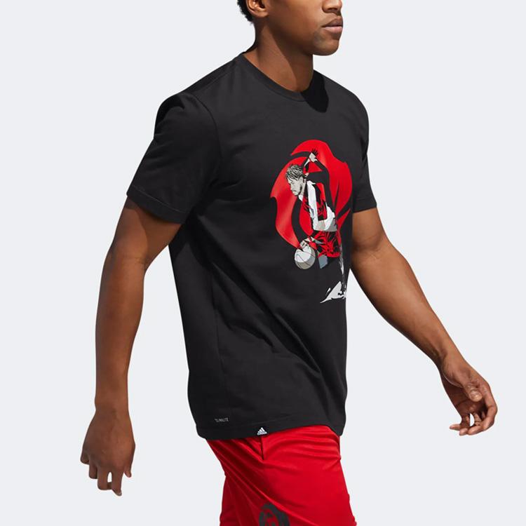 Adidas Casual Sports Print Crew Neck Short Sleeve T-Shirt Men Tops Black DQ0922