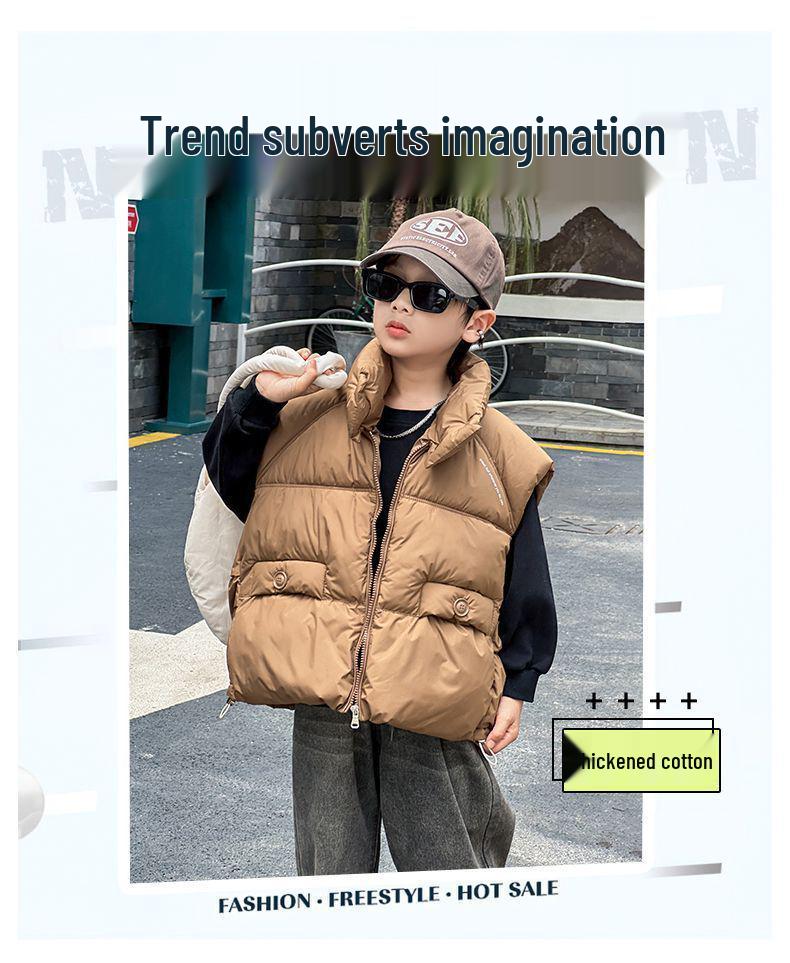 Autumn/Winter Korean Style Kids' Stand Collar Vest - Trendy, Customizable Outerwear for Boys and Girls