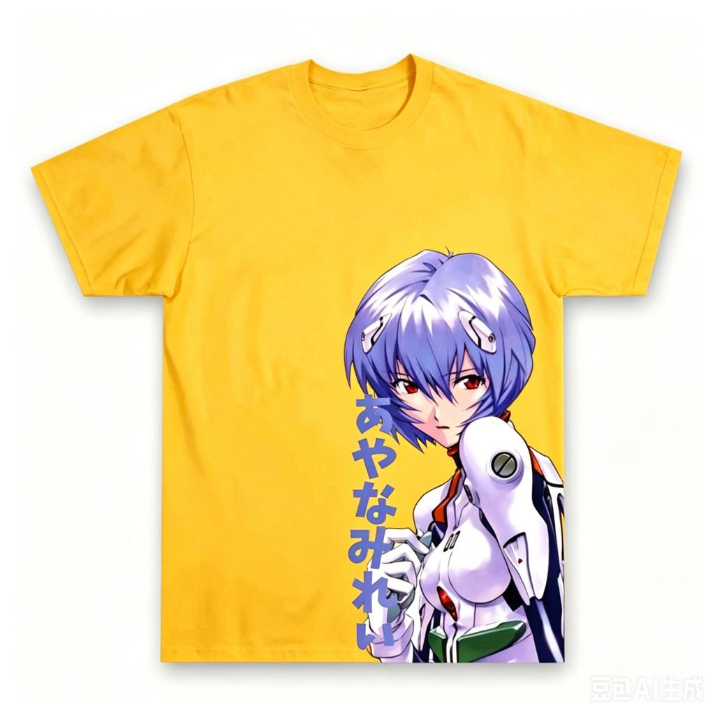 New Anime Gospel Four Seasons Retro  Fabric Harajuku T-shirt, Daily Casual Style for Boys and Girls