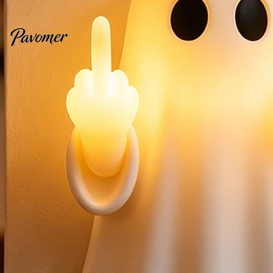 LED Mittelfinger Geist Licht Halloween Leuchtendes Nachtlicht, Lustige Wanddeko Lampe, Niedliche Gruselige Tischdekoration für Schlafzimmer Flur Büro