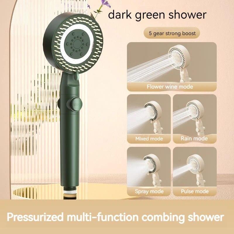 Dd-home Bathroom Accessories Black Gas Rain Mist Increase Water Heater Pressure Summer Showers Heads Polishing for Country House