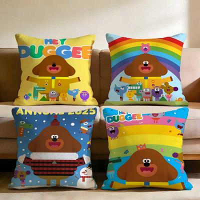 H-Hey Duggee Cartoon Cushion Cover Home & Car Multi-Scene Pillow Cover - Reversible, Soft & Durable for Daily Use