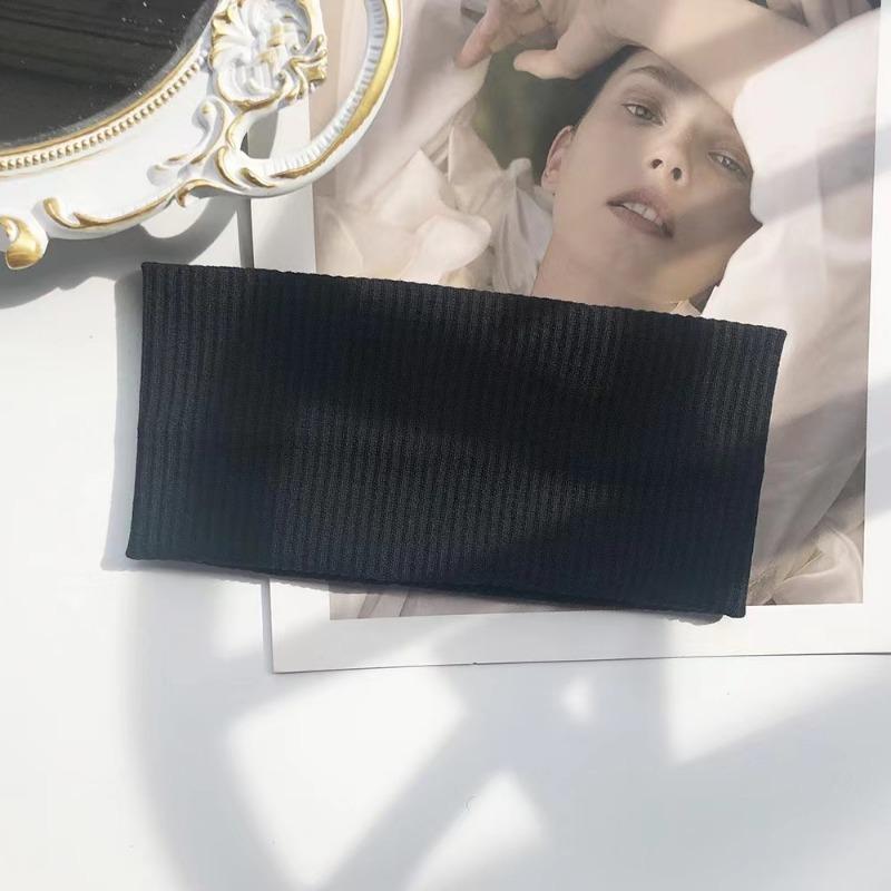 

Women Solid Color Headband Yoga Knitting Elastic Hair Bands Turban Makeup Hair Hoop Vintage Fashion Hair Band Accessories One Size чорний