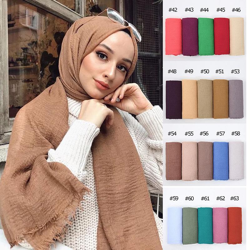 Crinkle Cotton Hijab Scarf Women Scarves Bandana Turban Headscarf Muslim Shawl Africa Wrap Headband Islamic Shawls Headband