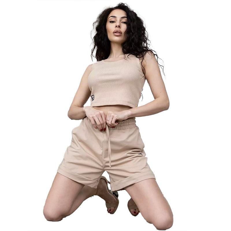 

Костюм топ в рубчик и шорты с манжетами SET4 TotalFit (06399918) XS бежевий