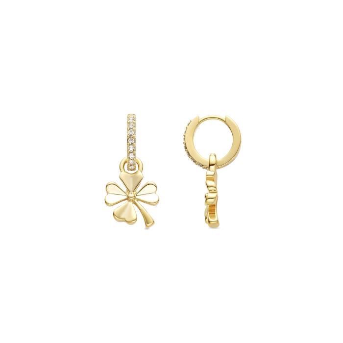Boucles d'oreilles Luxenter Fleur de zirconium brillant, or jaune 18 carats
