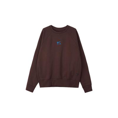 Nike Bluza męska casualowa z długim rękawem, pulower, jednolity kolor, okrągły dekolt, brązowa FB7204-237