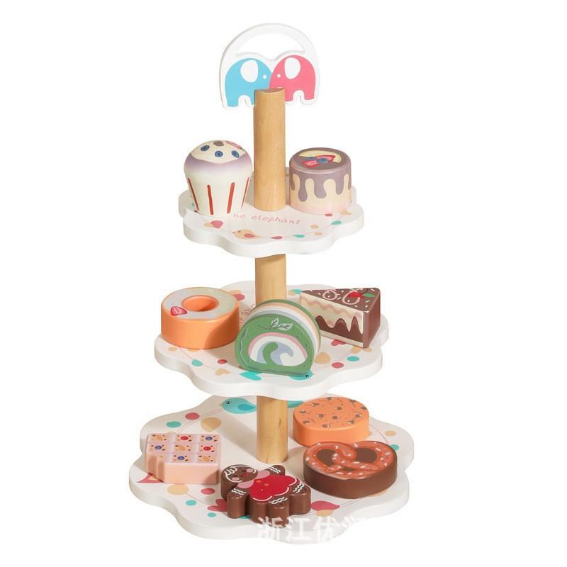Play House Toy Kitchen Wooden Boy Girl Dessert Shop Ice Cream Tea Set Wooden Children'S Toys
