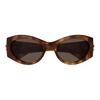 GUCCI Frame Logo Acetate Oval Sunglasses Women's Tortoiseshell
