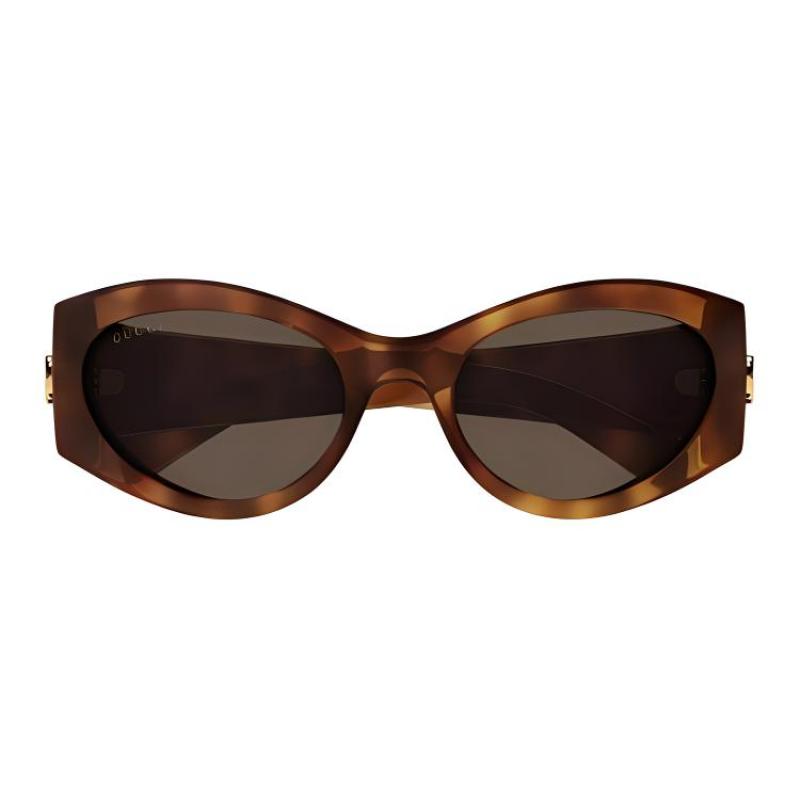 GUCCI Frame Logo Acetate Oval Sunglasses Women's Tortoiseshell