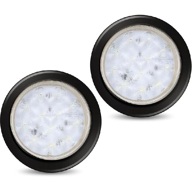 4 шт. 4-дюймовый круглый светодиодный комплект габаритных огней для прицепа Красный 12 светодиодов Лодочные габаритные огни Стоп-сигналы Поворотники Боковые Универсальные Задние фонари Водонепроницаемый фонарь для фаркопа для грузовика White 2pcs