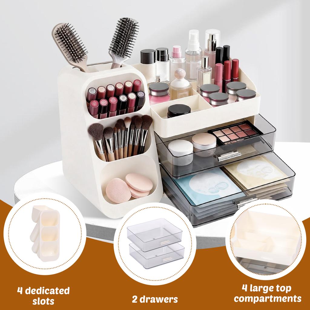 Schubladen-Kosmetik-Aufbewahrungsbox Kunststoff-Hautpflege-Display-Case Große Kapazität Schminktisch Schreibtisch-Organizer Halter Schreibwarenbox