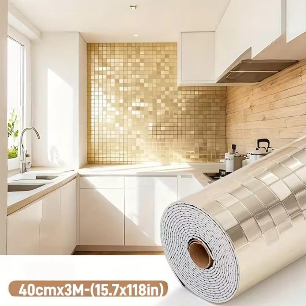 Waterproof 3D Wall Sticker PVC Gold Wallpaper  for Accenting Living Rooms Bathrooms Kitchens
