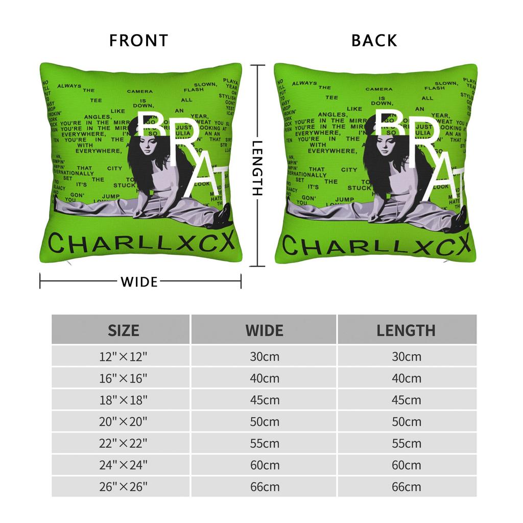Charli Xcx Brat Pillow Case Comfy Pillow Cover For Office Car Home Decor Retro Trendy Cushion Cover