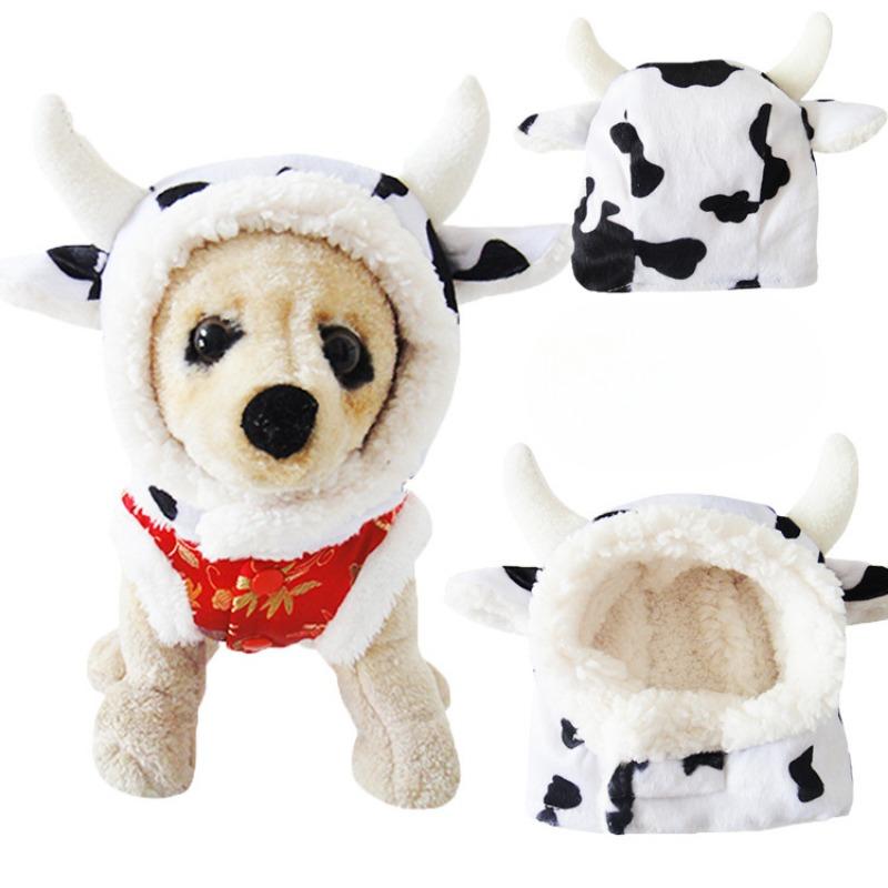 New Pet Hats, Cow Transformation Hats, Warm Cat and Dog Hats for Autumn and Winter, Halloween Pets