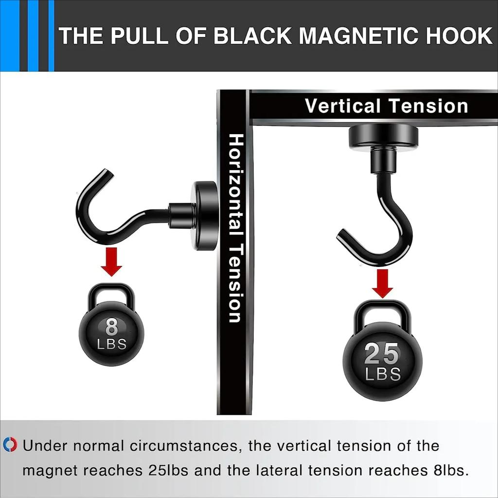 1Pcs Black Magnet Hook Strong Magnet Hooks Heavy Duty Magnetic Cruise Hooks For Refrigerators