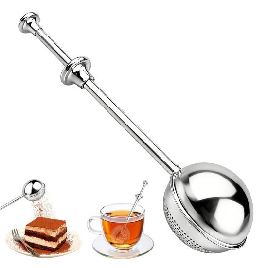 2/4Pcs Stainless Steel Tea Ball Long Handle Fine Mesh Tea Infuser Filter Strainer Food Grade Loose Leaf Steeper Tea Lovers Gifts