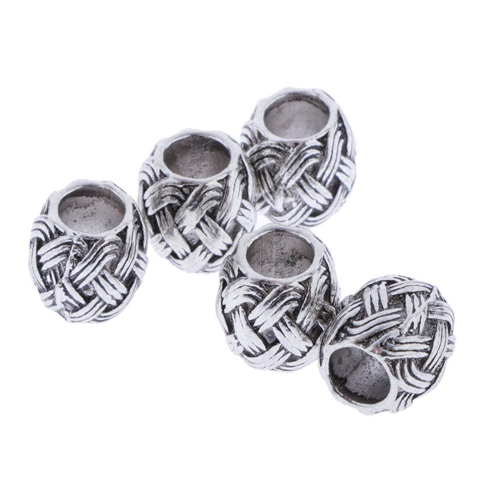 5 Pieces Antique Style Silver Spacer Loose Beads DIY Jewelry Making Findings