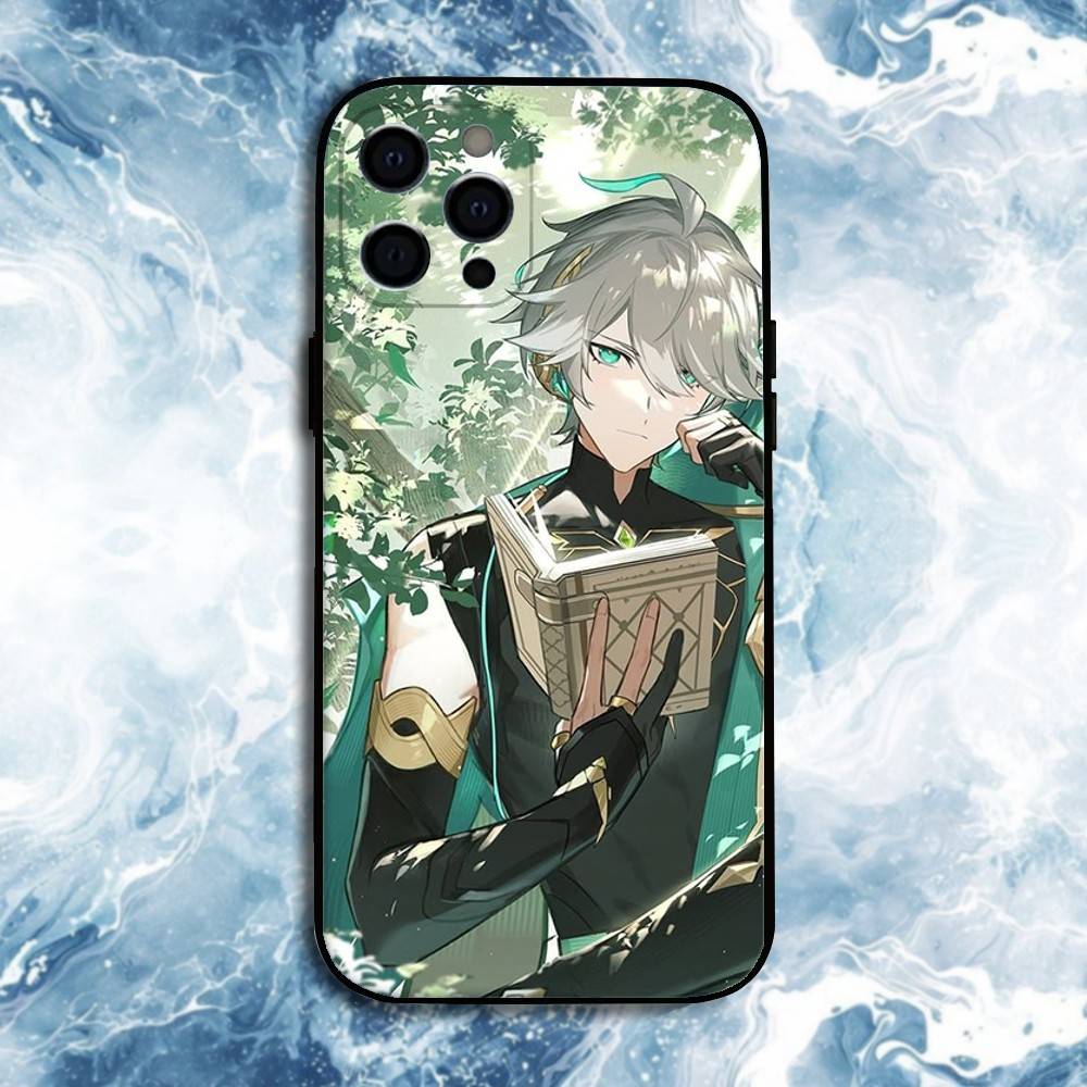 Genshin Alhaitham Phone Case For iPhone17,16,15,14,13,12,11 Plus,Pro Max, Soft Silicone Black Cover