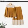 Women Long Sleeve Blouse and Skirts Casual Two Piece Suit Sets