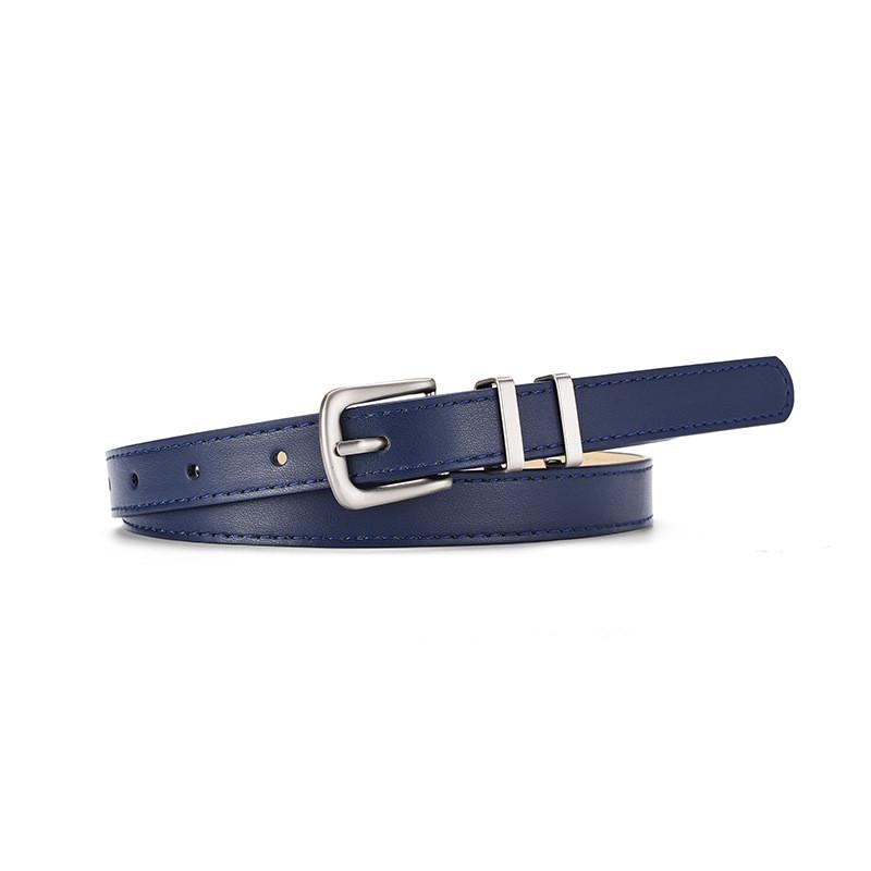 Trendy Women's Y2k Denim Style Pu Leather Belt With Chic Simple Silver Buckle