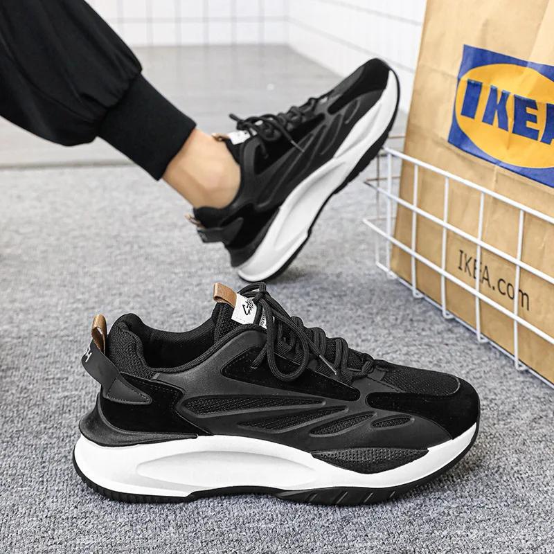 Fashion Men's Casual Sports Shoes 2024 New Fashionable Thick Soled Height Increasing Bread Shoes