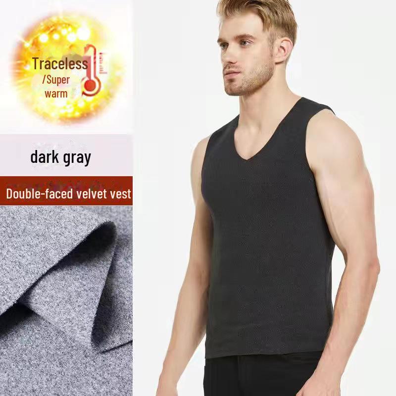 

Мужской двухсторонний бархатный теплый жилет с отшлифованным дном 4XL