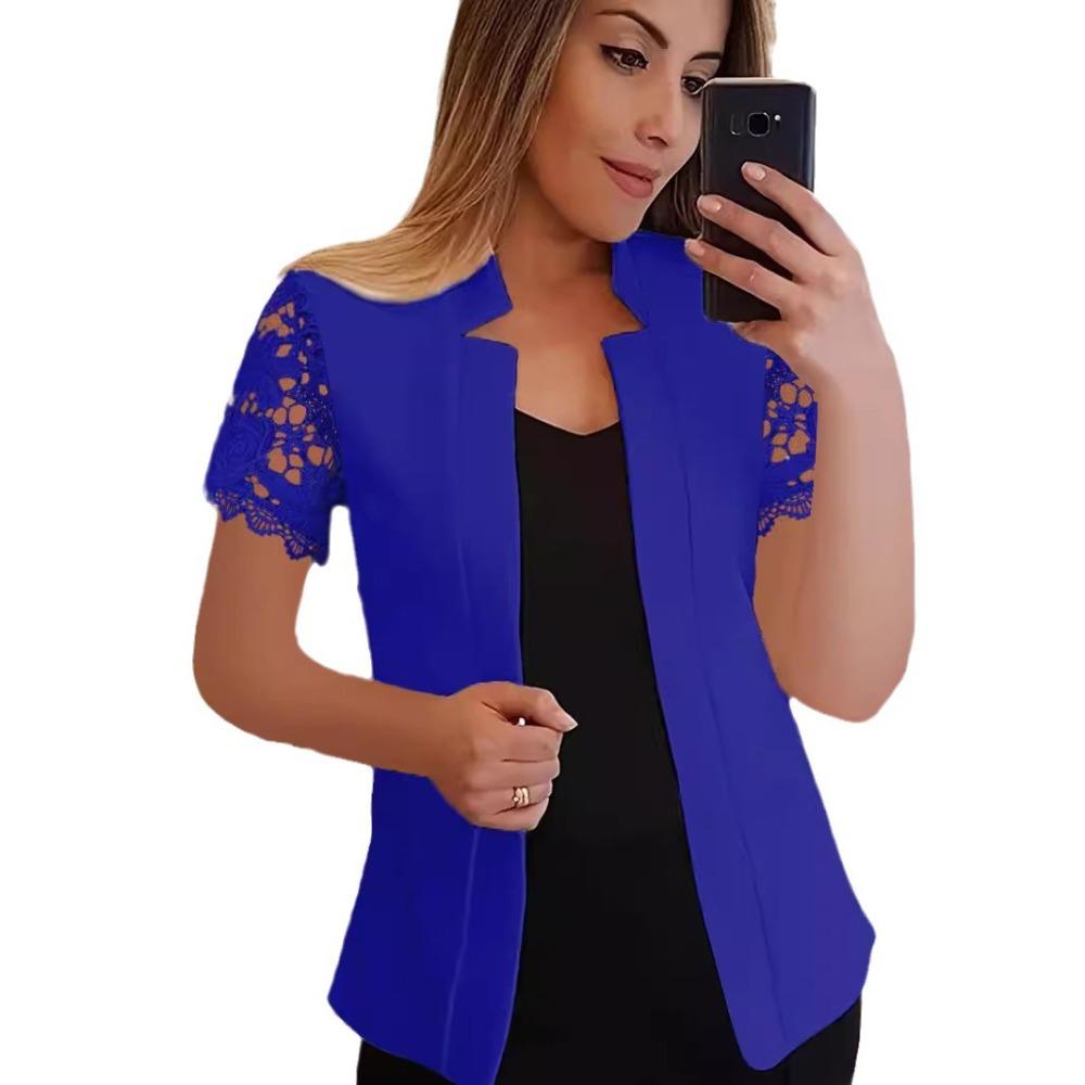 

Однотонный блейзер с короткими рукавами в стиле Temperament, профессиональный повседневный универсальный костюм XXL синий