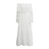 Women Off Shoulder Lace Maxi Dress Holiday Bohemian Style Long Dress with Short Sleeves and Flowy Silhouette for Summer