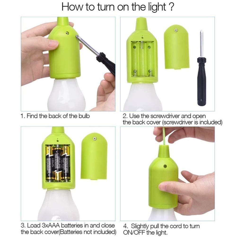 3Pcs 4Pcs 5Pcs LED Pull Cord Bulb Light Hanging Bulb Battery Powered Portable Hanging Lamp on A Rope for Backyard