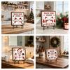 Christmas Hanging Ornament Wooden Tabletop Decor, 2D Pet Santa with Iron Stand, Rustic Festive Home Accents Holiday Sign for And Cafe Shelf,