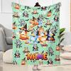 Bluey Friends Adventure Customize Text Blanket Multi-purpose Customizable Blanket Comfortable Perfect for Seaside Nap Sofa Bedding