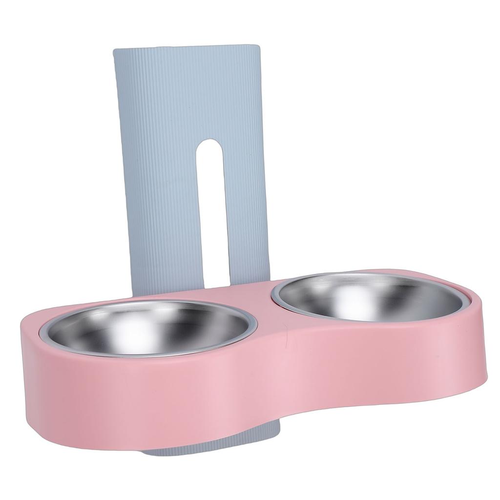 Wall Mounted Pet Feeding Bowl Stainless Steel Height Double Bowls Wall Pet Dish Feeding Station