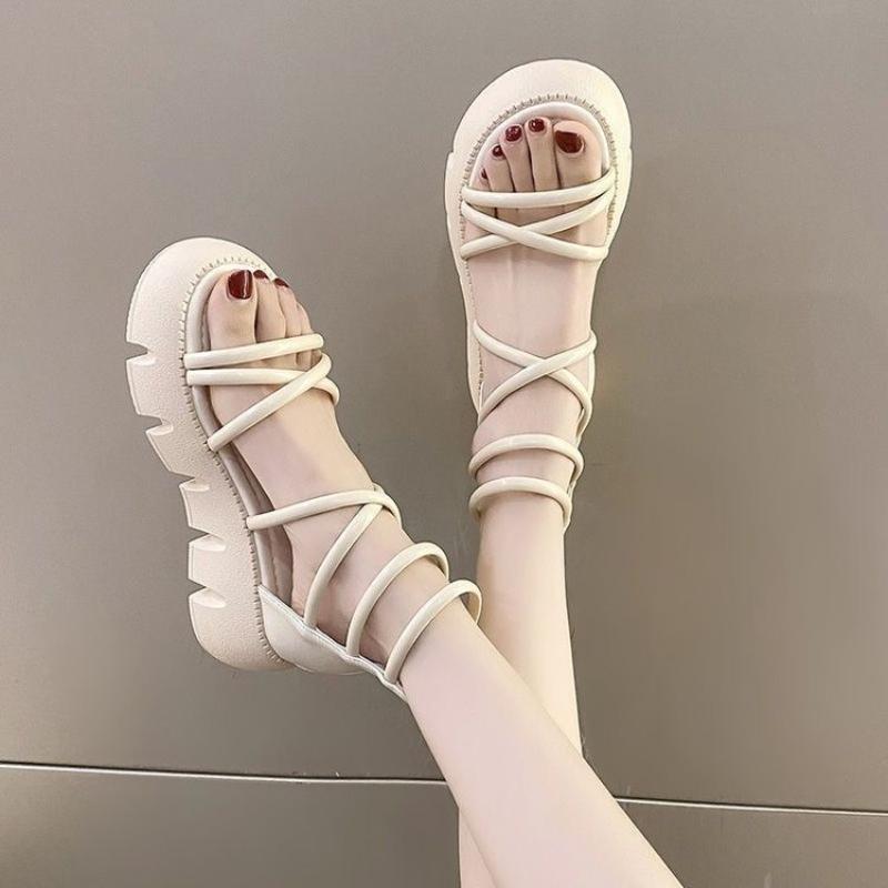 Fashion Sandals Women 2025 New Luxury Summer Ankle Strap Round Head Platform Sandals Casual Non-slip Roman Gladiator Ladies Shoes