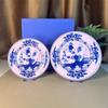 High-end Oriental Series Plate Coffee Cup And Saucer Mug Pink Purple Blue Printed Plate Cup And Saucer Suit Gift Box Tea Cup Set