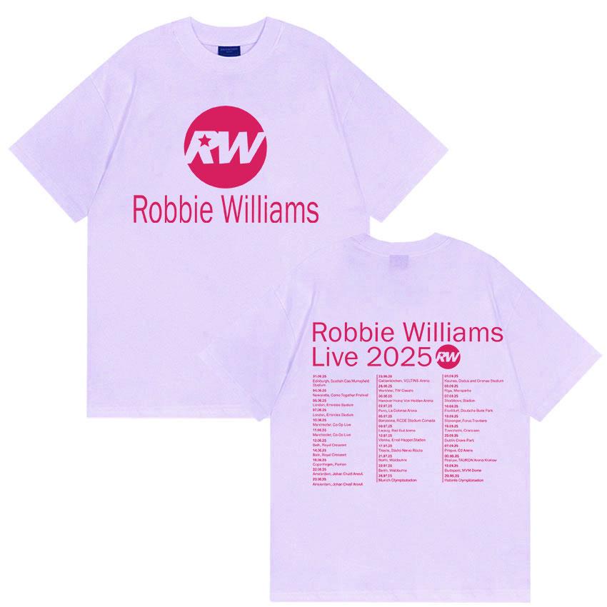 Robbie Williams Live Pw Tour 2025 T-Shirt Men Women's Casual Cozy Cotton Short Sleeve T Shirt Harajuku Fashion Vintage T-shirts