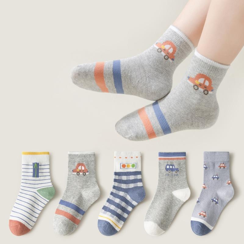 

5 пар/комплект детские носки для мальчиков и девочек детские хлопковые милые мультяшные дышащие детские носки осень-зима S серый
