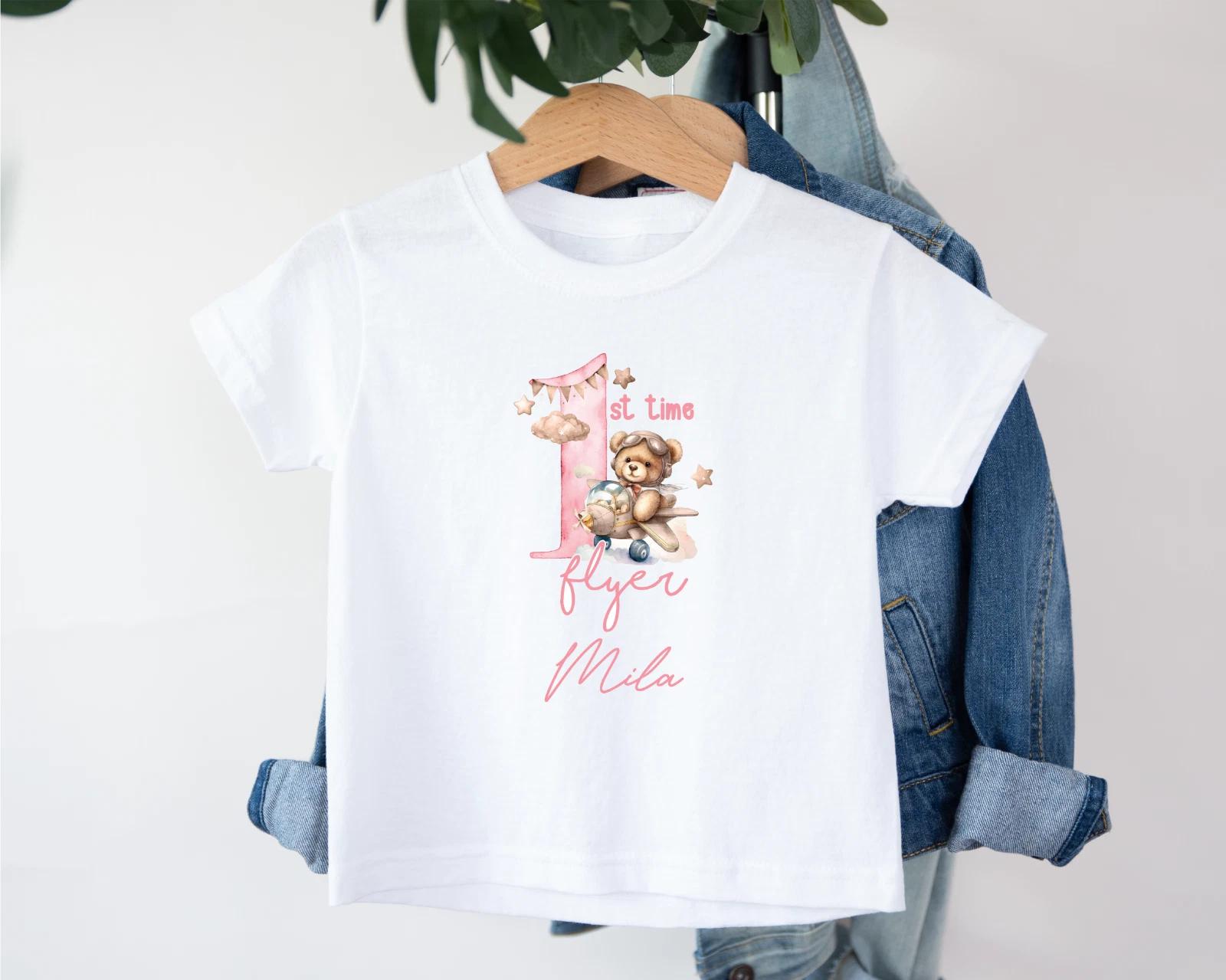 Kids Personalised First Time Flyer T-Shirt Child s First Family Summer Holiday S