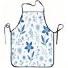 1pc Blue Floral Pattern Print Apron, Durable and Easy To Clean, Adjustable Waistband, Polyester Material, for Kitchen Cooking, Gardening, Orchard Pick