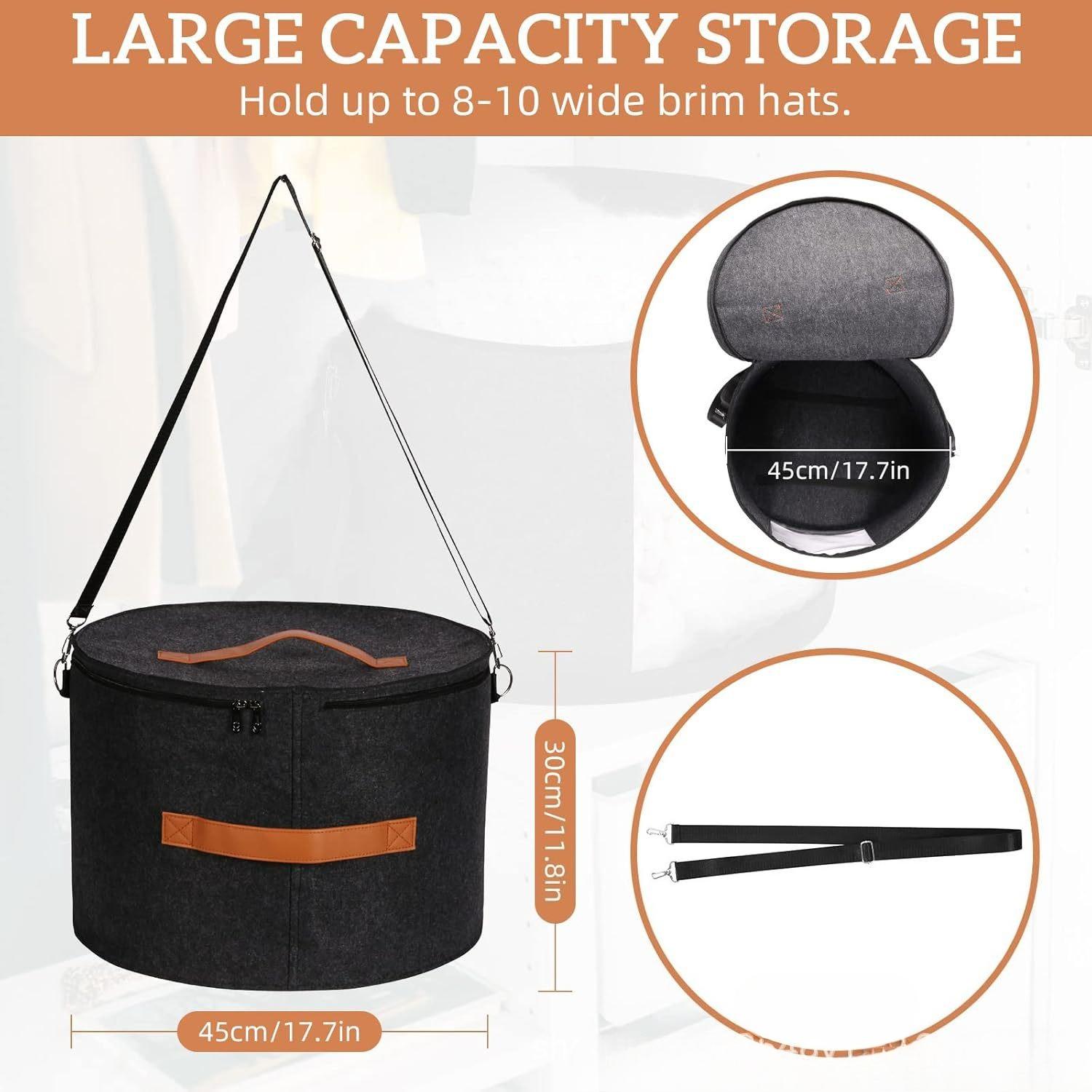 1 Hat Storage Box Stackable Circular Edge Hat Storage Bag Felt Storage Box Dustproof Box Large Capacity Travel Bag 43X26cm чёрный 2890₽