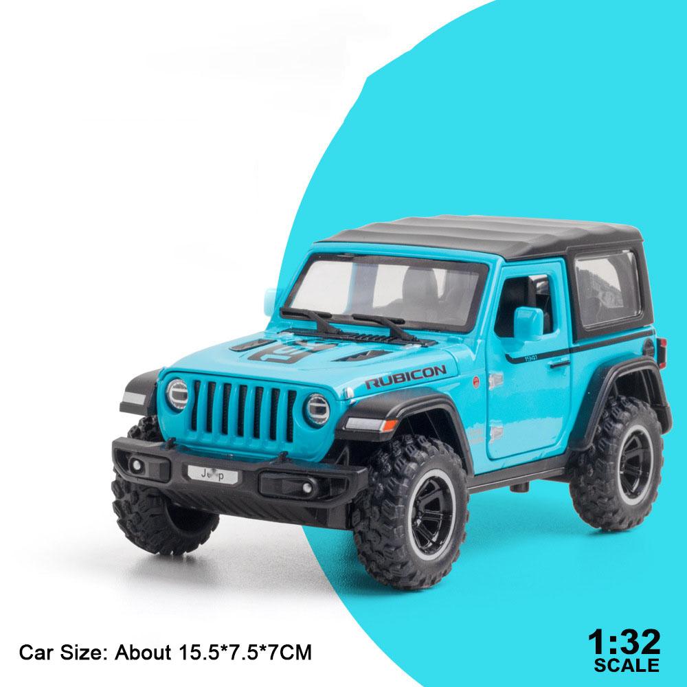 1:32 Wrangler Rubicon Model Toy Alloy Diecast Car Doors Opened Sound Light Pull Back Miniature Off-road Vehicle Kid Holiday Gift