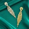 2025 Elegant Design New Water Diamond Long tassel Earrings Claw Chain Retro Style Wedding Earrings