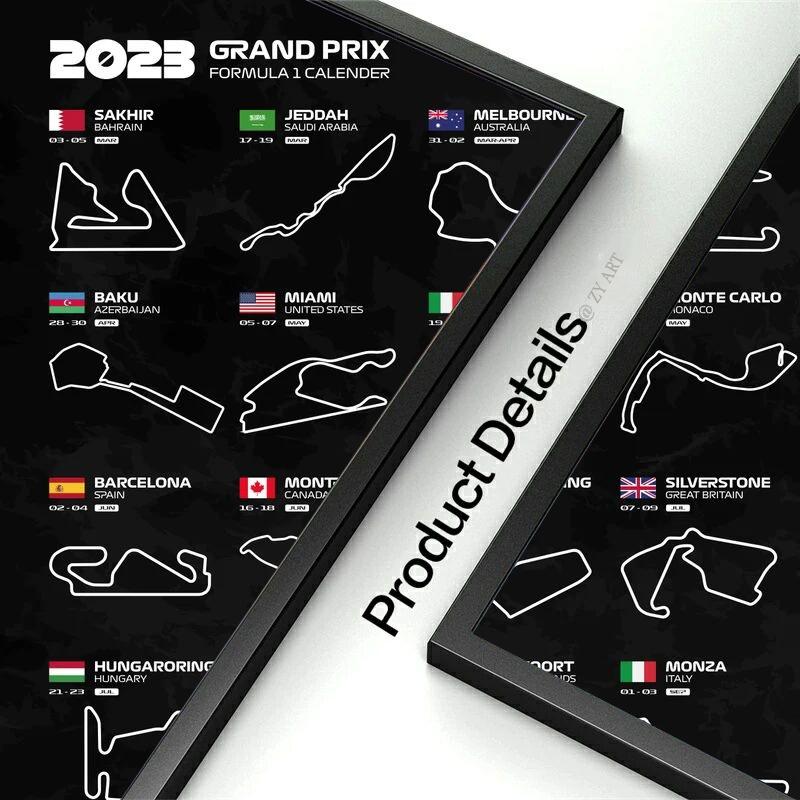 Tekstura toru wyścigowego F1 kalendarz sezonu 2023 plakaty ścienne drukowany obraz obraz na płótnie malarstwo do salonu Home Decor