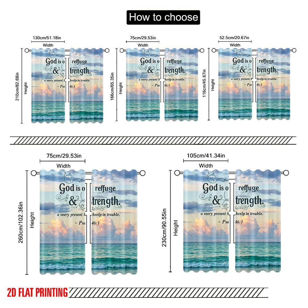 2pcs 2D Flat Printing Drapes God Refuge Strength Ocean Polyester Without Electricity Holiday Decorations for Holiday